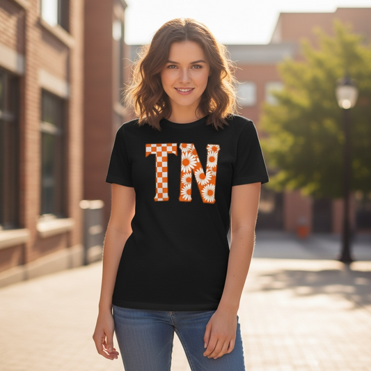 FUN ORANGE AND WHITE TENNESSEE VOLUNTEERS THEMED DESIGN T-SHIRT