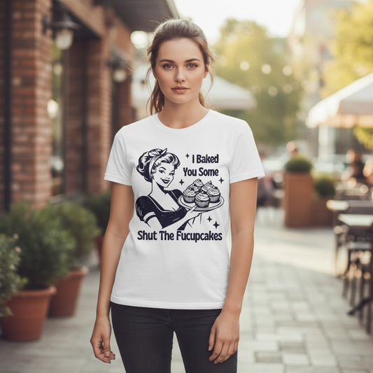 DELICIOUSLY SASSY "I BAKED YOU SOME SHUT THE FUCKUPCAKES" T-SHIRT-