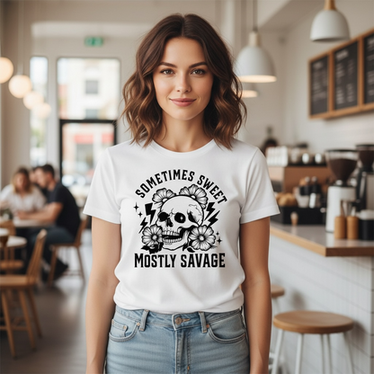 "SOMETIMES SWEET, MOSTLY SAVAGE" T-SHIRT