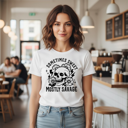 "SOMETIMES SWEET, MOSTLY SAVAGE" T-SHIRT