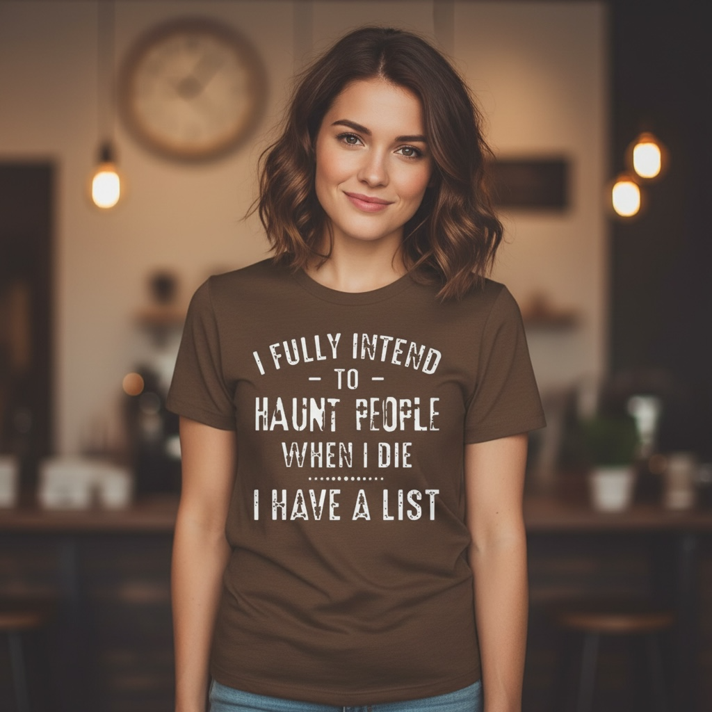 "I FULLY INTEND TO HAUNT PEOPLE WHEN I DIE. I HAVE A LIST" T-SHIRT