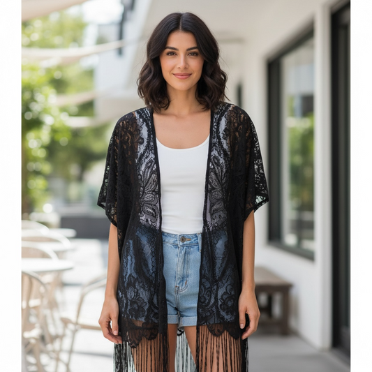 Bohemian Style Women's Embroidered Lace Long Cardigan