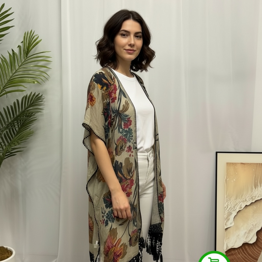 GREEN FLORAL KIMONO