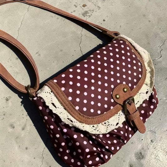VINTAGE LACE POLKA DOT SHOULDER PURSE