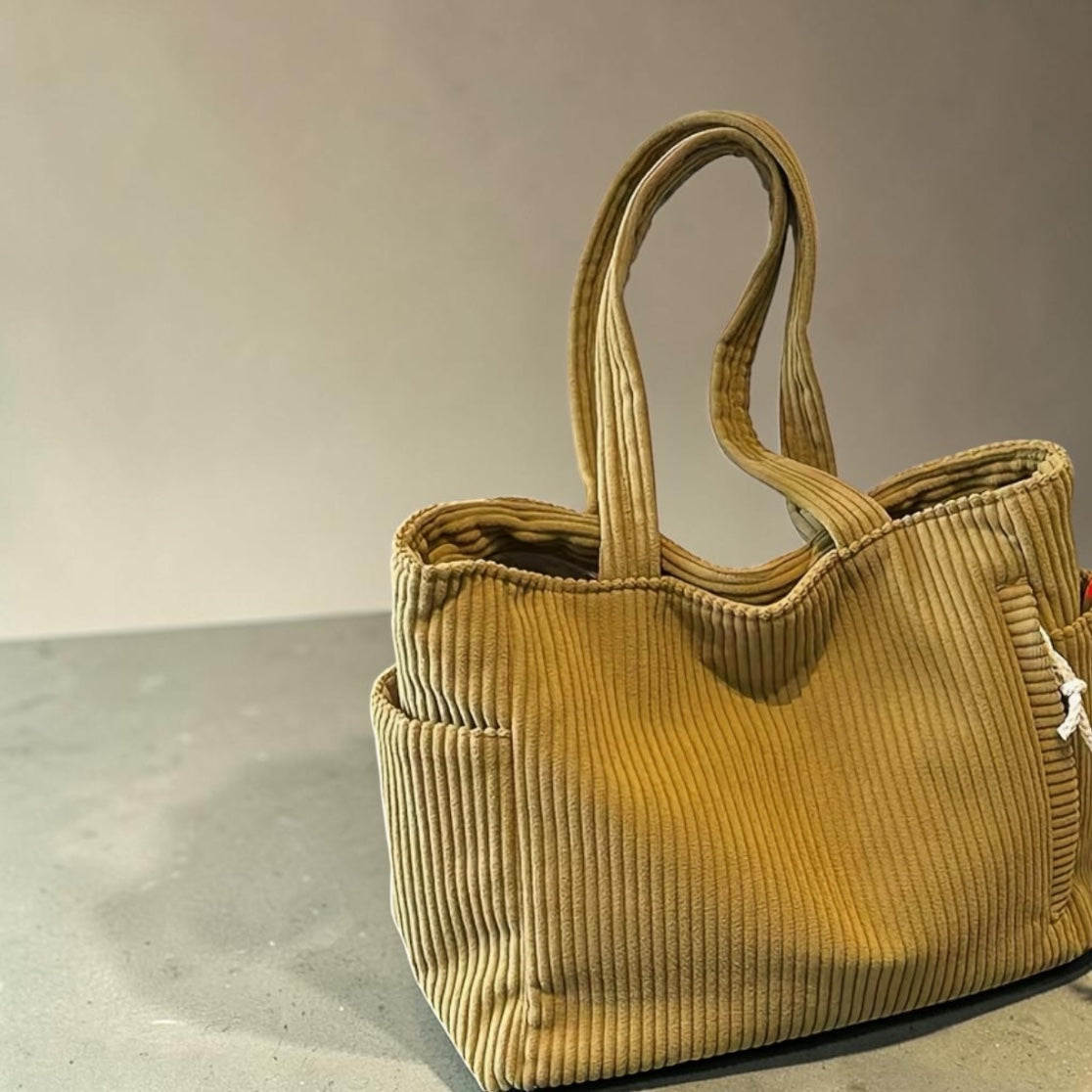 CASUAL CORDUROY HANDBAG/ TOTEBAG