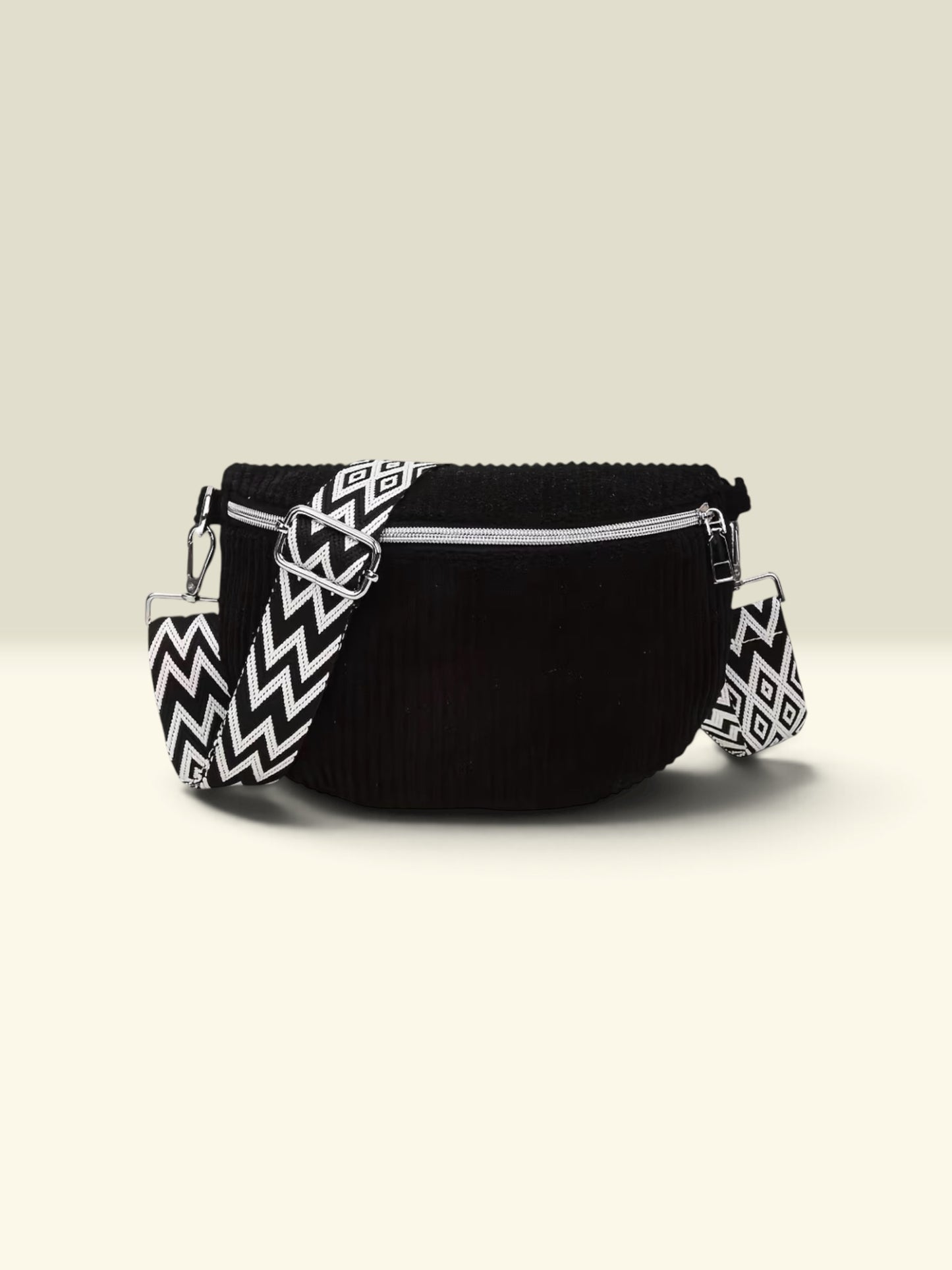 BLACK CORDUROY CROSSBODY BAG