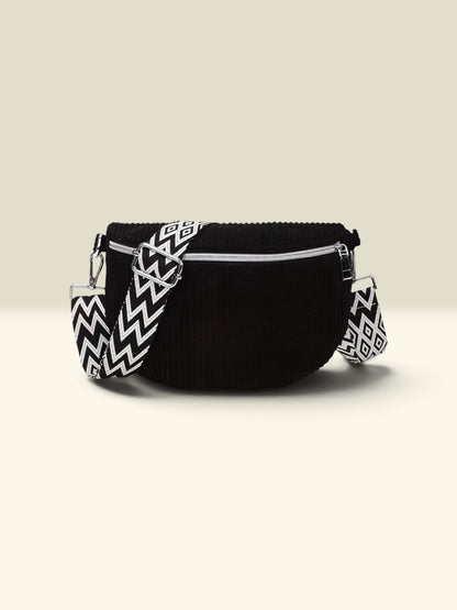 BLACK CORDUROY CROSSBODY BAG