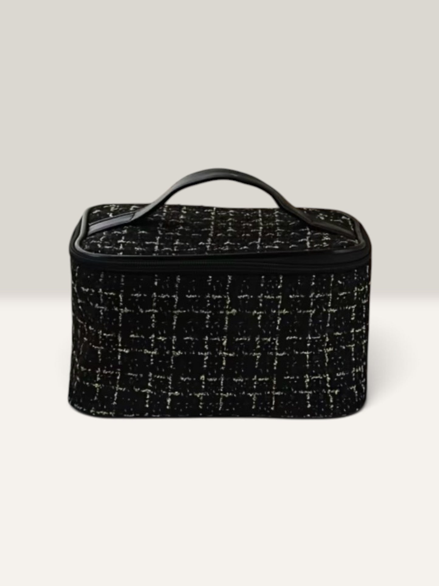 BLACK TOP HANDLE COSMETIC BAG