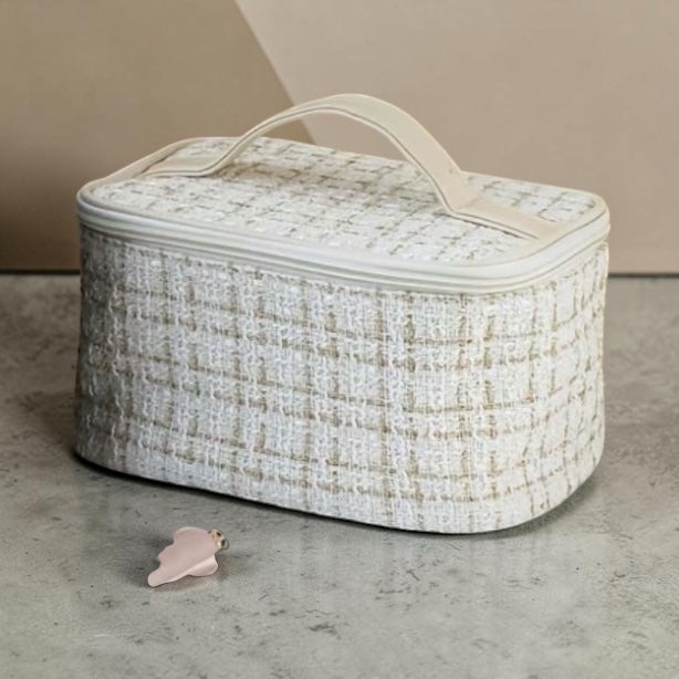 IVORY TOP HANDLE COSMETIC BAG