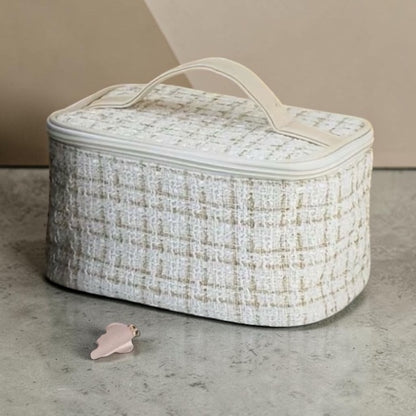 IVORY TOP HANDLE COSMETIC BAG