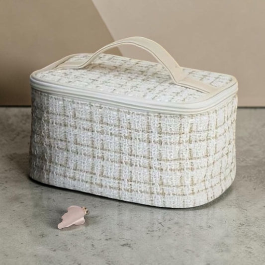 IVORY TOP HANDLE COSMETIC BAG