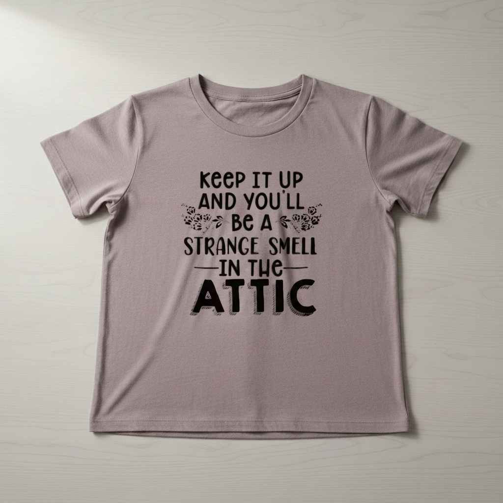 "KEEP IT UP AND YOU'LL BE A STRANGE SMELL IN THE ATTIC" T-SHIRT