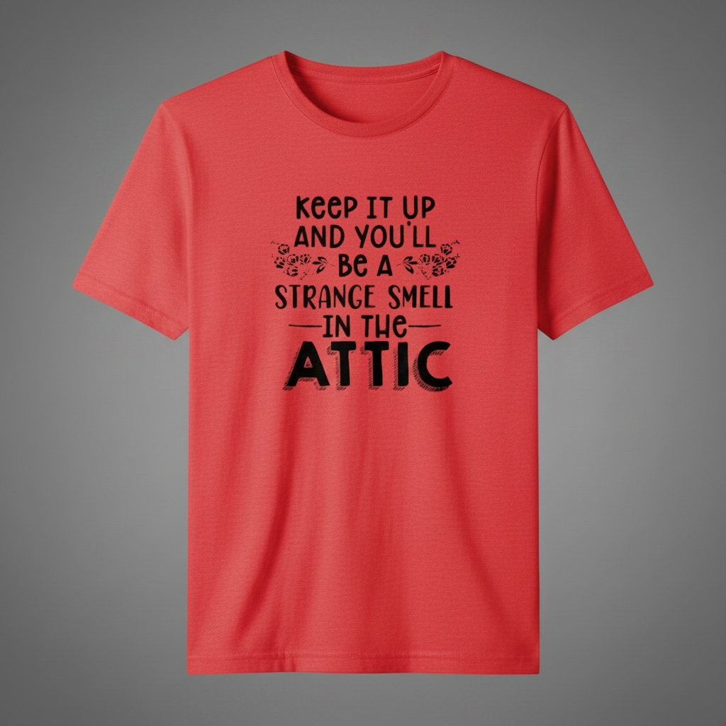 "KEEP IT UP AND YOU'LL BE A STRANGE SMELL IN THE ATTIC" T-SHIRT