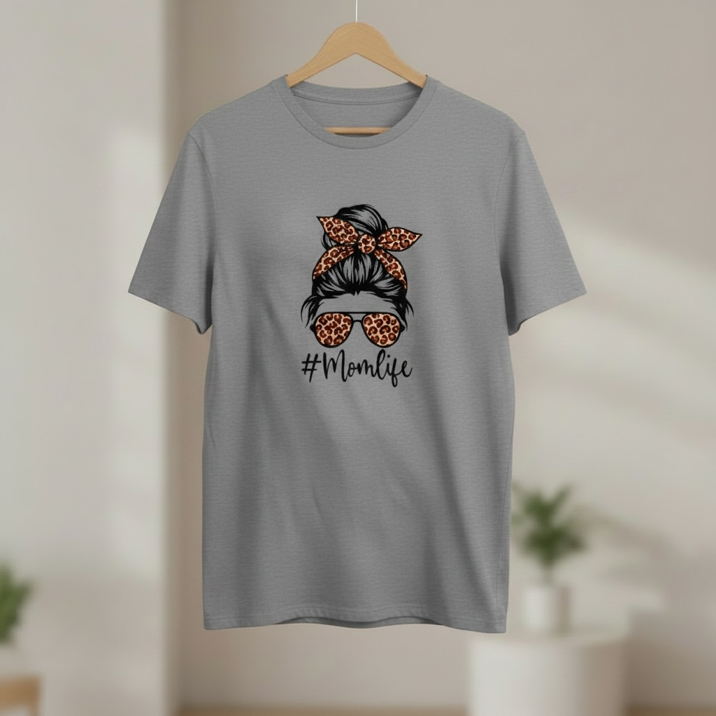 MomLife Graphic T-Shirt – Leopard Print Bow and Sunglasses