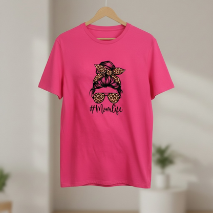 MomLife Graphic T-Shirt – Leopard Print Bow and Sunglasses