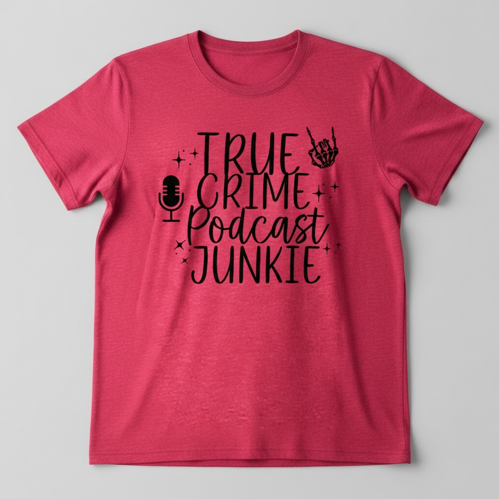 "TRUE CRIME PODCAST JUNKIE"T-SHIRT