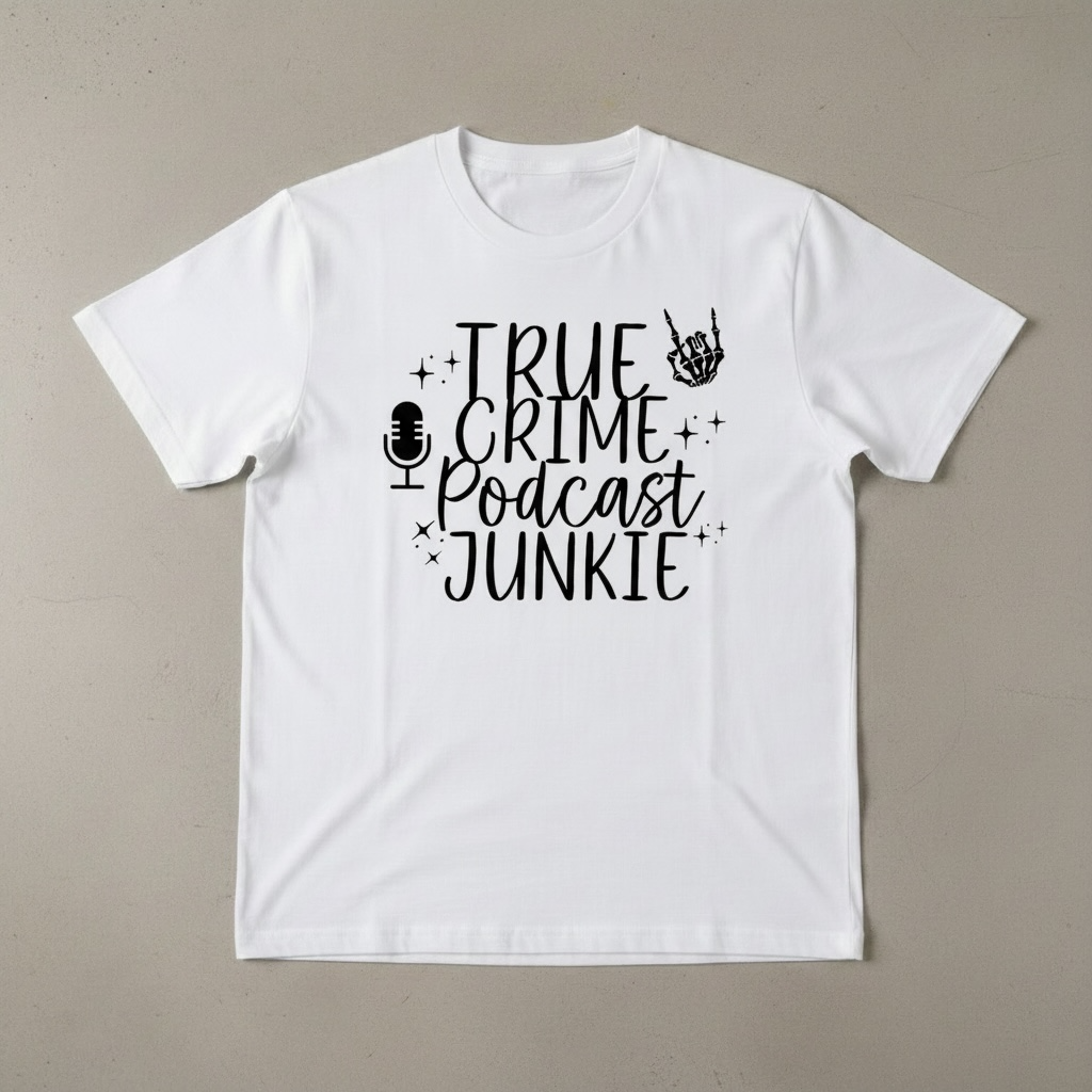 "TRUE CRIME PODCAST JUNKIE"T-SHIRT