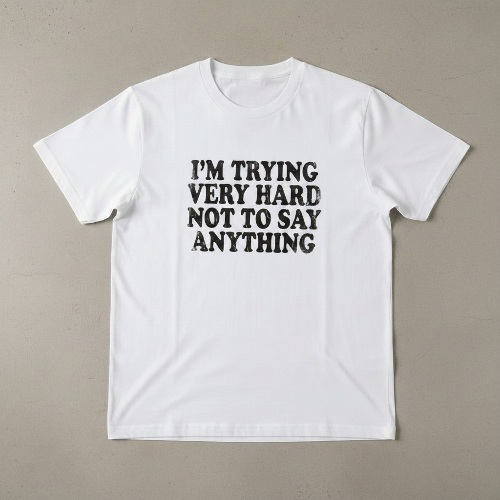 "I'M TRYING VERY HARD NOT TO SAY ANYTHING"T-SHIRT