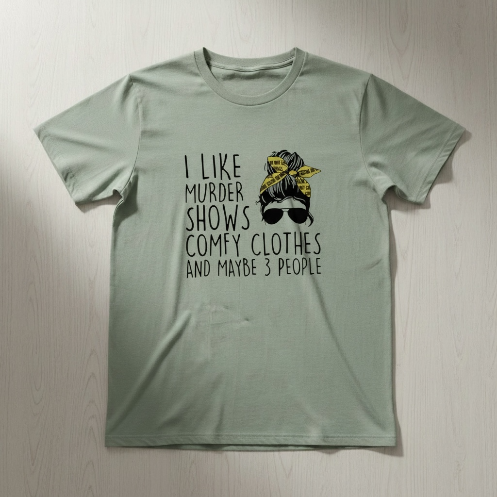 "I LIKE MURDER SHOWS, COMFY CLOTHES, AND MAYBE 3 PEOPLE" T-SHIRT