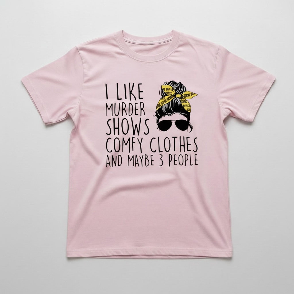"I LIKE MURDER SHOWS, COMFY CLOTHES, AND MAYBE 3 PEOPLE" T-SHIRT