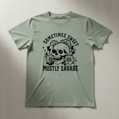 "SOMETIMES SWEET, MOSTLY SAVAGE" T-SHIRT
