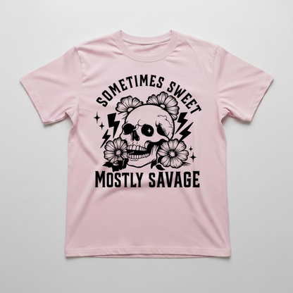 "SOMETIMES SWEET, MOSTLY SAVAGE" T-SHIRT