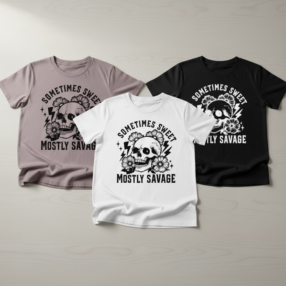 "SOMETIMES SWEET, MOSTLY SAVAGE" T-SHIRT