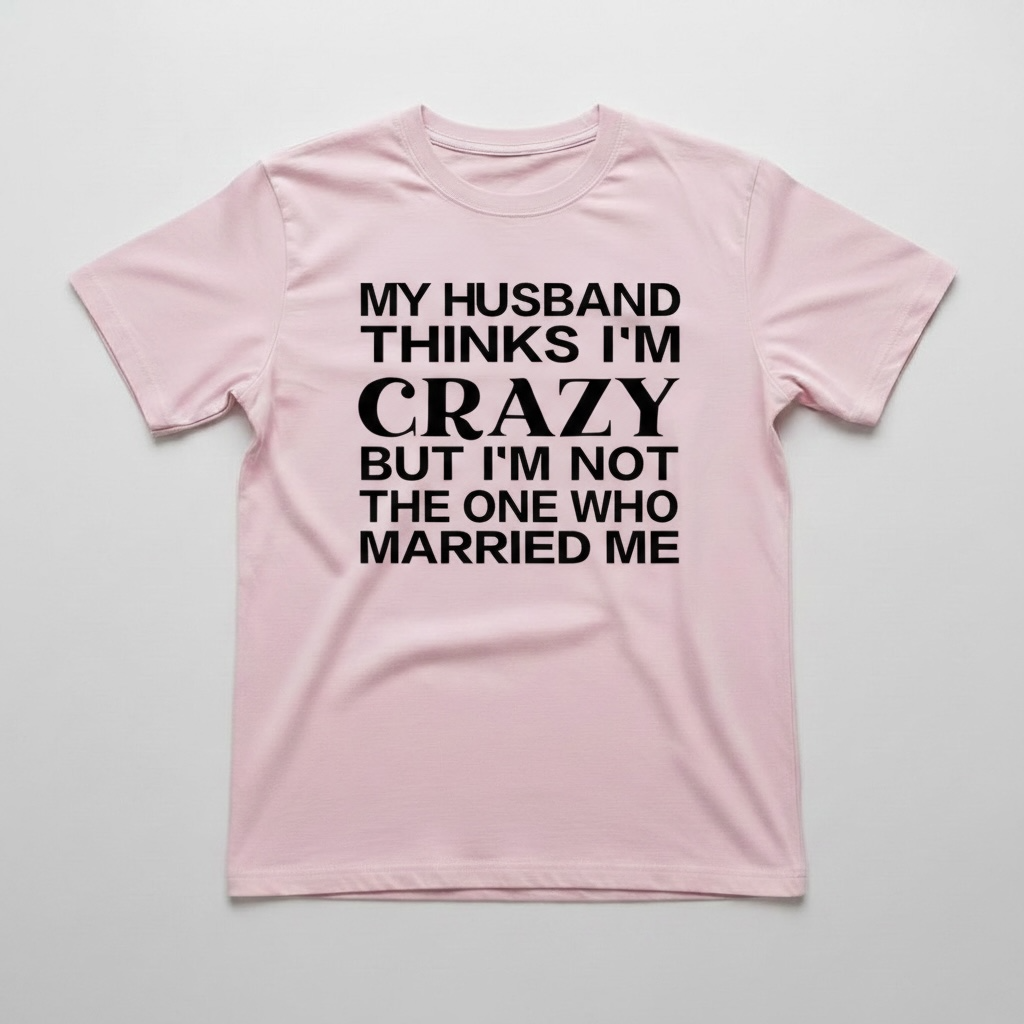 "MY HUSBAND THINKS I'M CRAZY BUT I'M NOT THE ONE WHO MARRIED ME" T-SHIRT