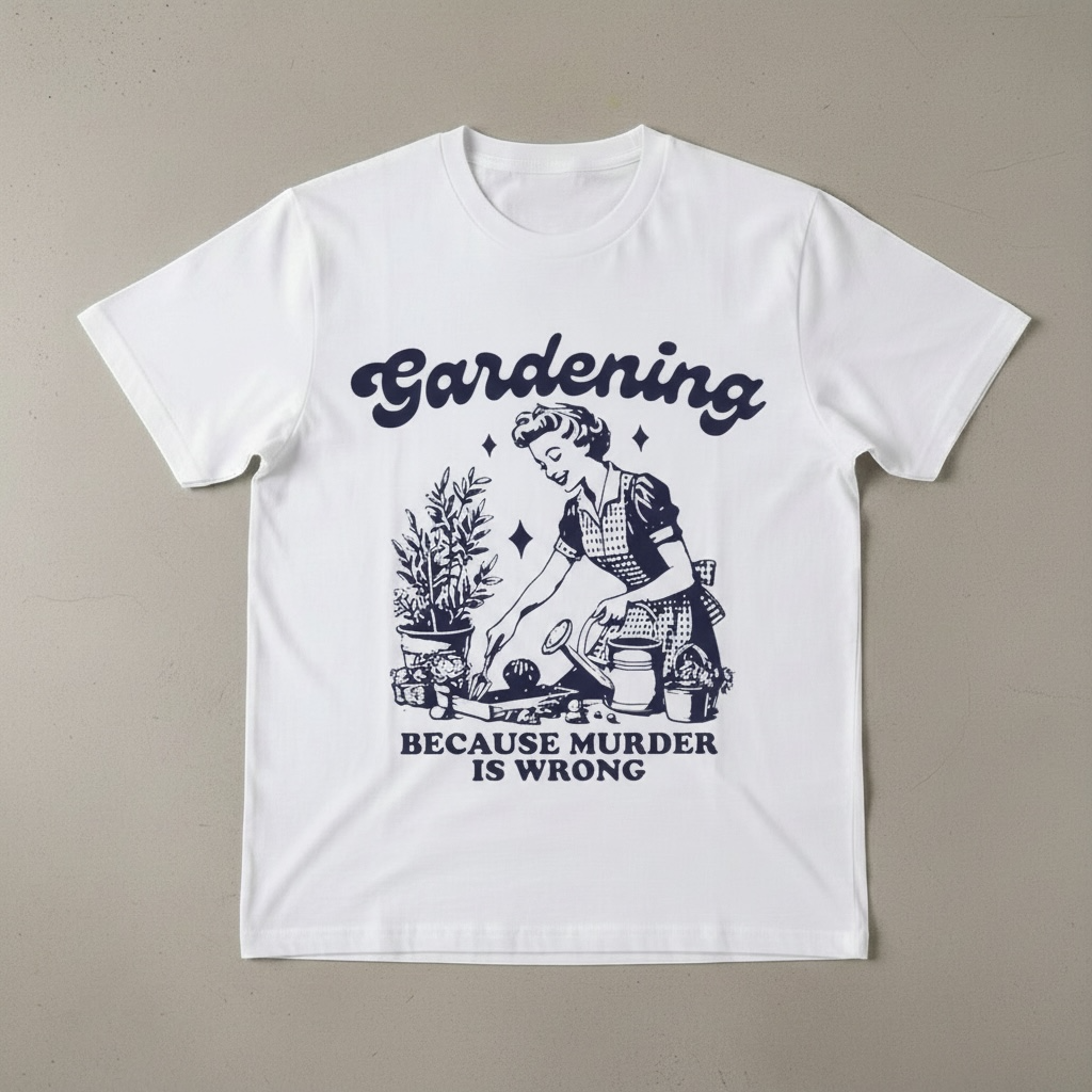 "GARDENING BECAUSE MURDER IS WRONG"T-SHIRT