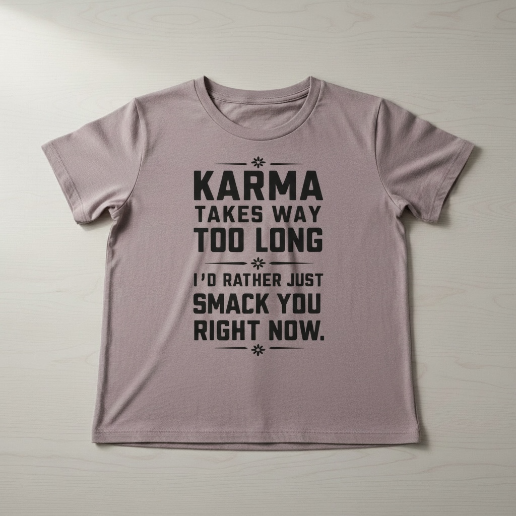 "KARMA TAKES WAY TOO LONG. I'D RATHER SMACK YOU RIGHT NOW" T-SHIRT