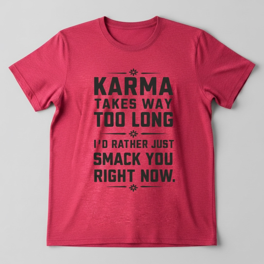 "KARMA TAKES WAY TOO LONG. I'D RATHER SMACK YOU RIGHT NOW" T-SHIRT