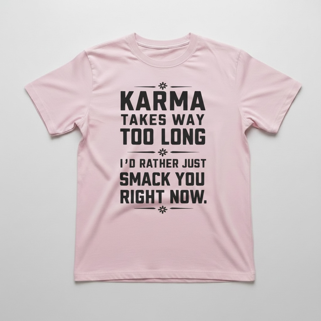 "KARMA TAKES WAY TOO LONG. I'D RATHER SMACK YOU RIGHT NOW" T-SHIRT
