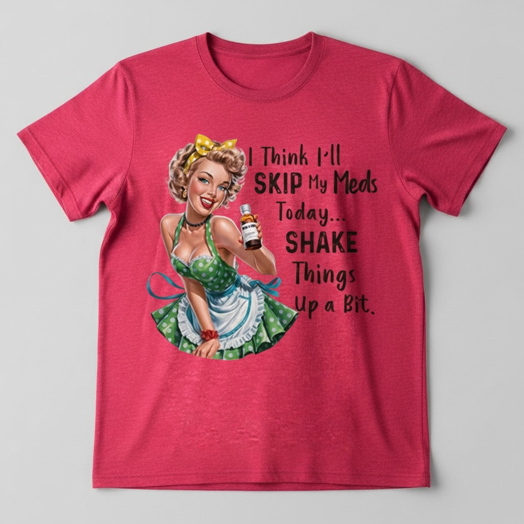 "I THINK I'LL SKIP MY MEDS TODAY... SHAKE THINGS UP A BIT" T-SHIRT