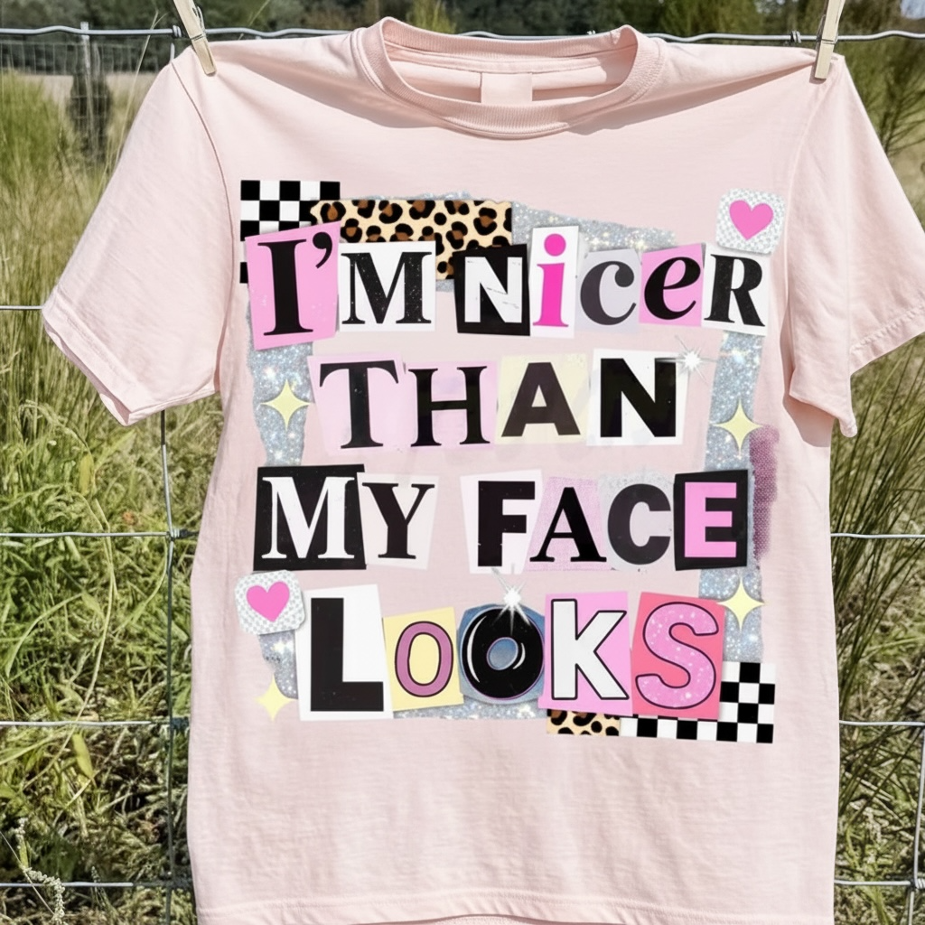 "I'M NICER THAN MY FACE LOOKS" T-SHIRT