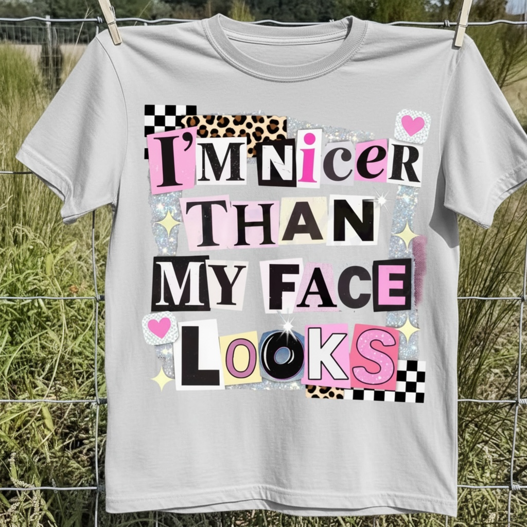 "I'M NICER THAN MY FACE LOOKS" T-SHIRT