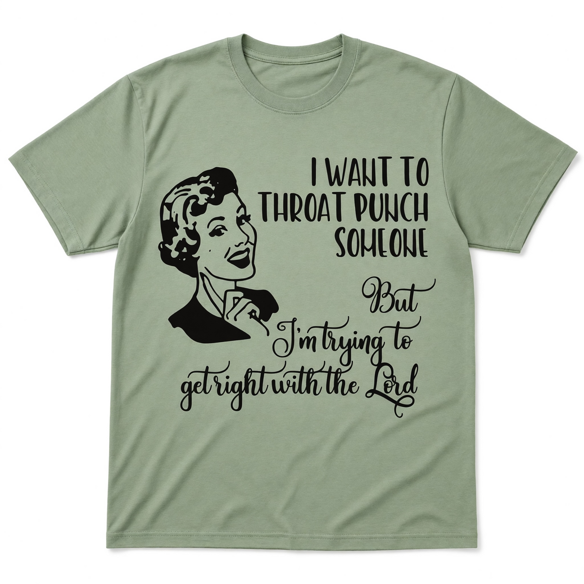 Retro Woman Graphic T-Shirt – Trying to Get Right With the Lord