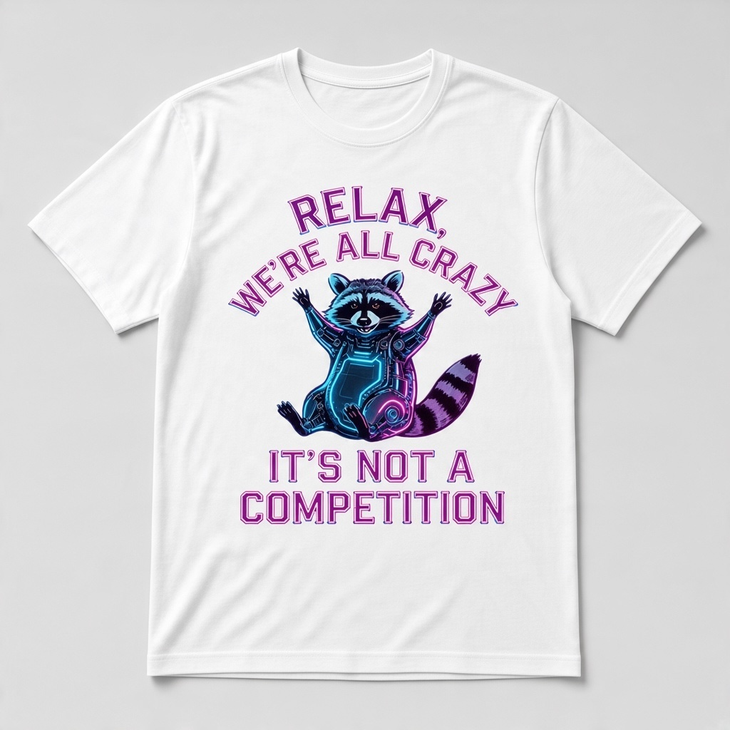 Relax We're All Crazy Raccoon Graphic T-Shirt