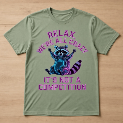 Relax We're All Crazy Raccoon Graphic T-Shirt