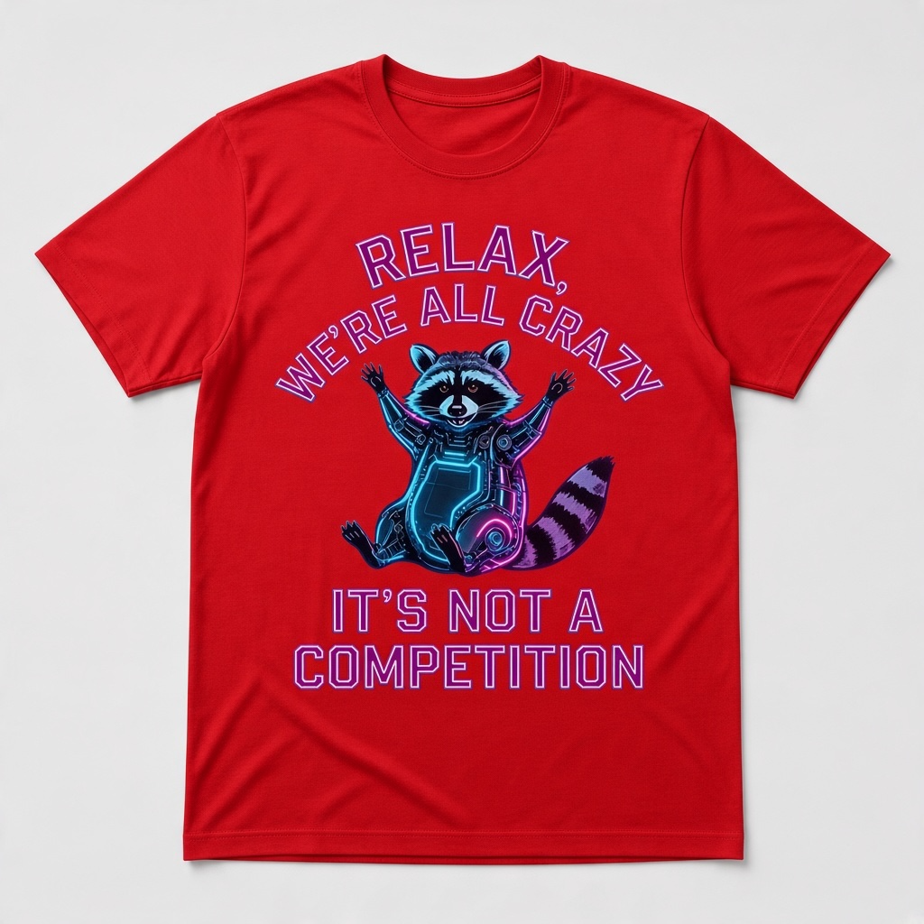Relax We're All Crazy Raccoon Graphic T-Shirt