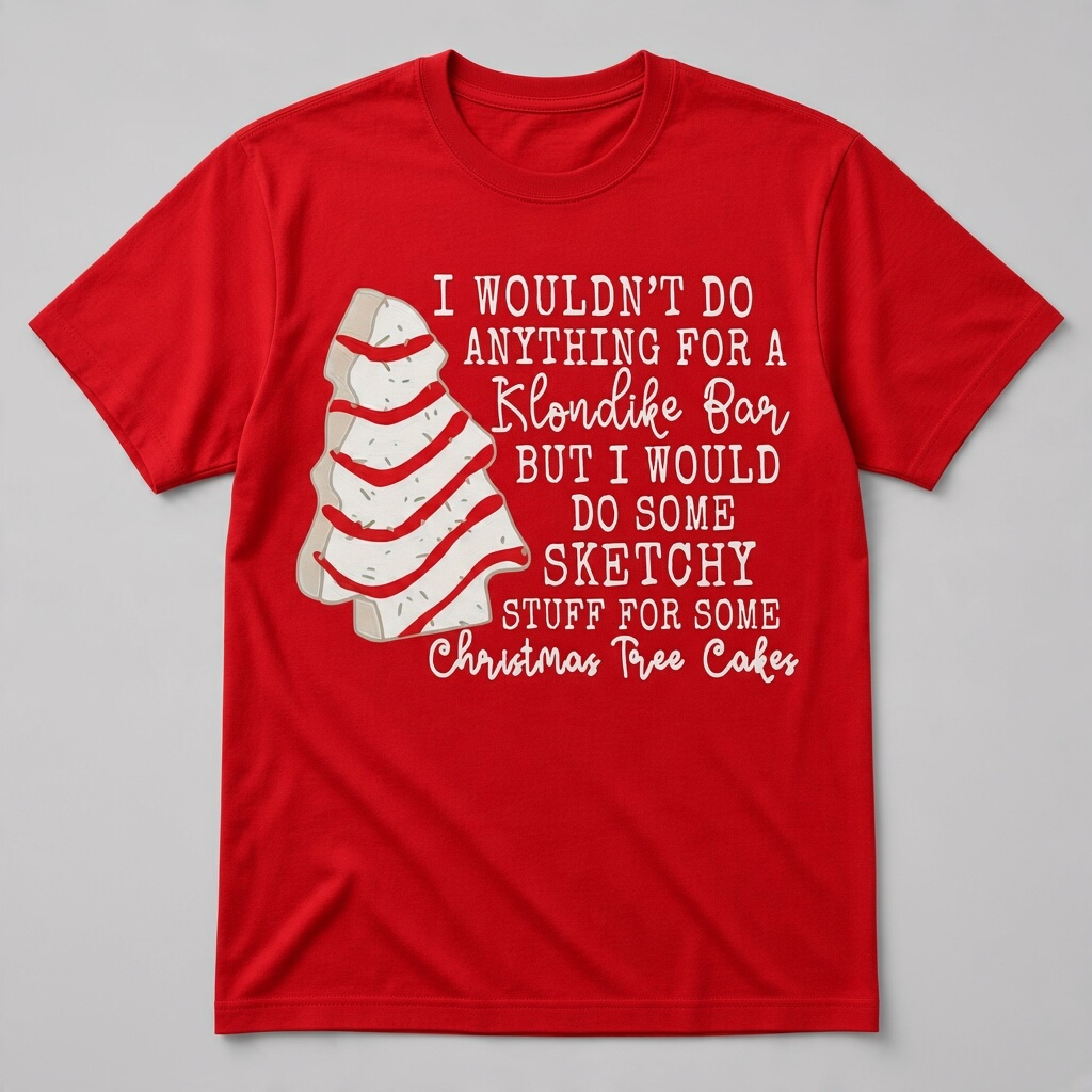 Funny Christmas Tree Cakes T-Shirt – Sketchy Stuff Holiday Graphic Tee