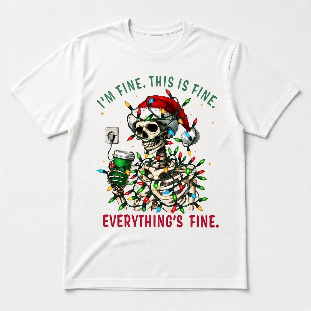 Funny Christmas Skeleton T-Shirt – I'm Fine Holiday Graphic Tee