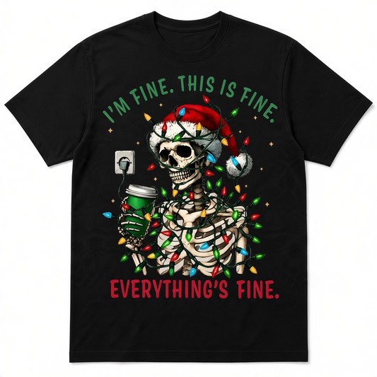 Funny Christmas Skeleton T-Shirt – I'm Fine Holiday Graphic Tee