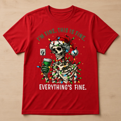 Funny Christmas Skeleton T-Shirt – I'm Fine Holiday Graphic Tee