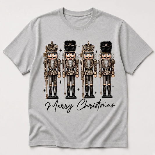 Leopard Print Nutcracker Christmas T-Shirt – Merry Christmas Graphic Tee
