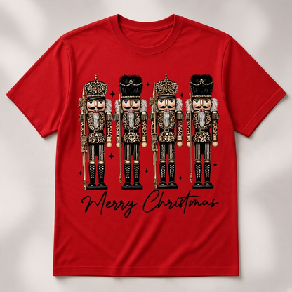 Leopard Print Nutcracker Christmas T-Shirt – Merry Christmas Graphic Tee