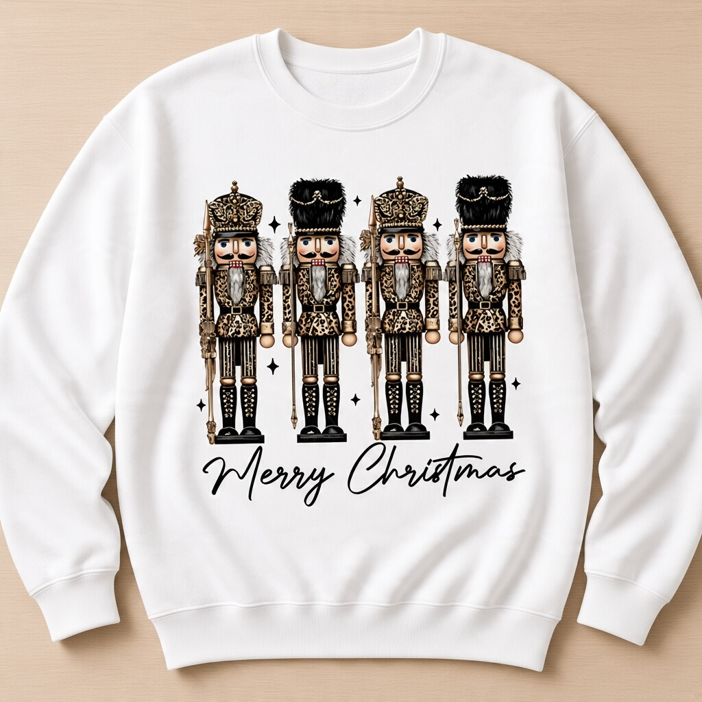 Leopard Print Nutcracker Christmas Sweatshirt – Merry Christmas Graphic
