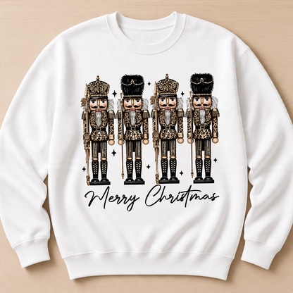 Leopard Print Nutcracker Christmas Sweatshirt – Merry Christmas Graphic