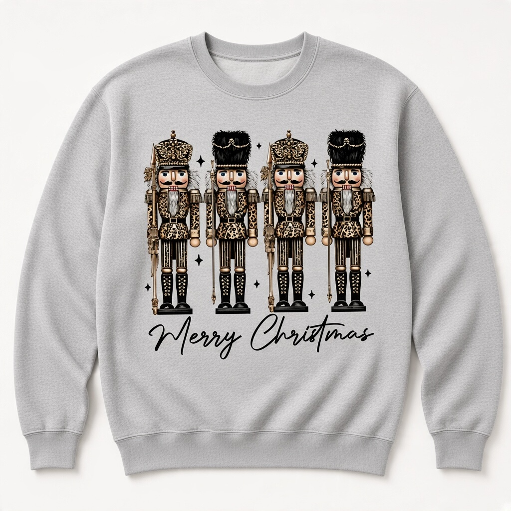 Leopard Print Nutcracker Christmas Sweatshirt – Merry Christmas Graphic