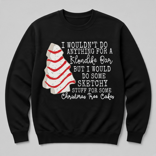 Funny Christmas Tree Cakes Sweatshirt – Sketchy Stuff Holiday Graphic