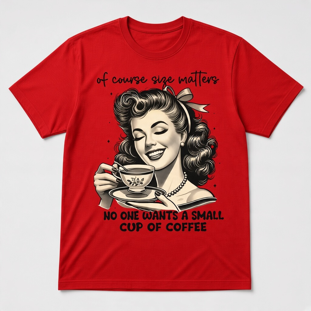 Of Course Size Matters Funny Retro Coffee T-Shirt